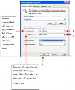 การตั้งค่า Auto off Monitor and Hard Disk ด้วย Windows XP